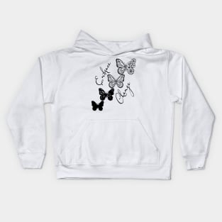 Embrace Change - Black Cute Butterfly Kids Hoodie